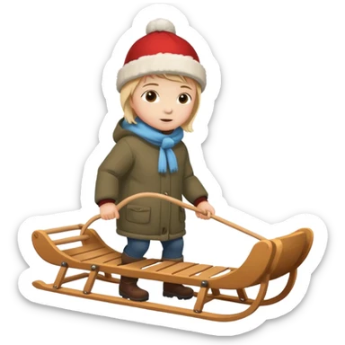 child pulling sled sticker