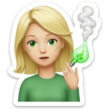 A sideways woman with blonde hair farting green gas sticker