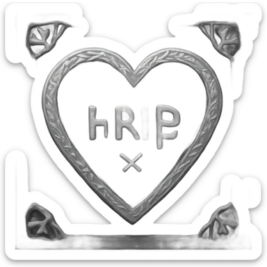 a black tombstone with the inscriptions in silver R. i. p. and a silver heart in the center sticker