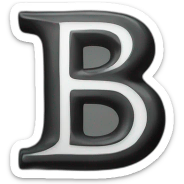 chome letter B, 3d effect, black background sticker