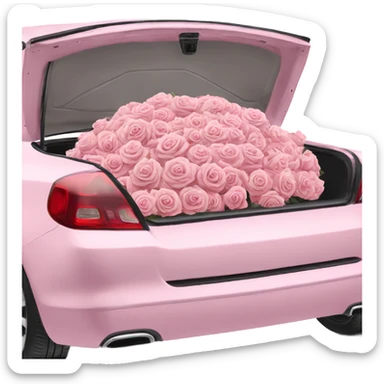 pink pastel car in the trunk many roses sticker
