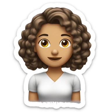 sou uma menina criança com cabelo enrolado e curto cabelo castanho. sticker