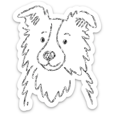 blonde and white border collie dog hand drawn outlined icon sticker
