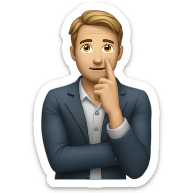 A man points with his hand to his eye sticker