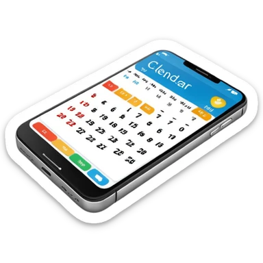 smartphone with calendar app showing on screen sticker