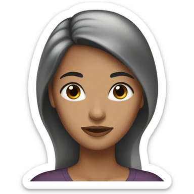 slightly tan dark brown eyes woman with very long dark brown hair sticker