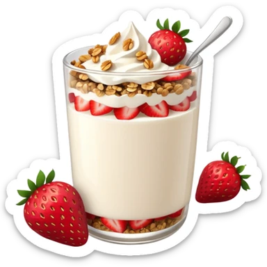 yogurt parfait with layers of granola and strawberries  sticker