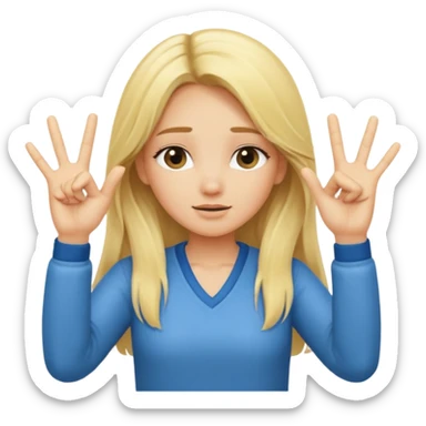 blonde cartoon girl long hair making time out gesture hands making "t" sign sticker