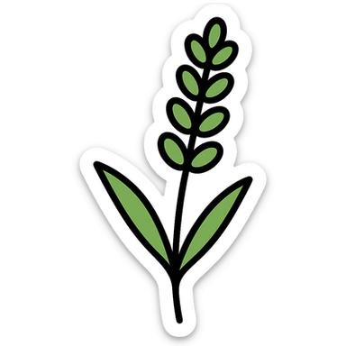 Change the lavender sprig icon to a fresh green color, keeping the icon style clean and minimal, with no background. sticker