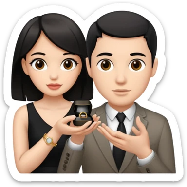 George Floyd make a proposal to a thin pale black haired girl sticker