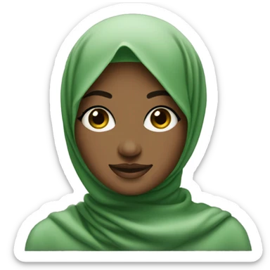  Curvy black Hijabi smirking in green sticker