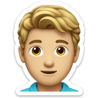 young man with a polo shirt, brown hair sticker