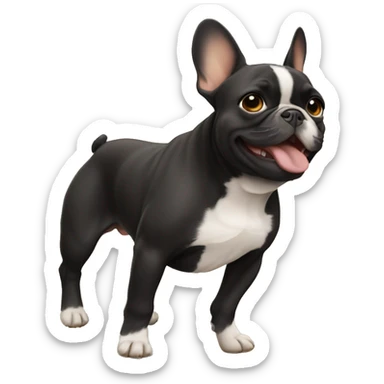 Black and tan colored French bulldog dancing sticker