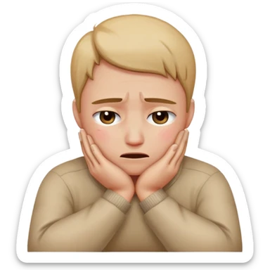 persons head with crossed arms holding neck crying sticker