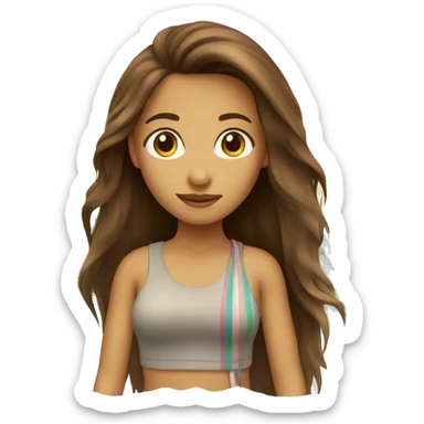 Brown long hair girl on vacation sticker