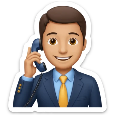business man making a phone call, apple emoji style sticker