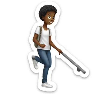 a white-skin student making a step upstairs sticker