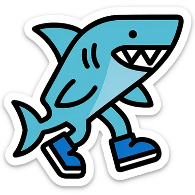 shark wearing blue shoes sticker