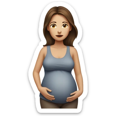 tired pregnant woman with brown hair cold sticker