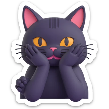 cat covering its face with its paws sticker