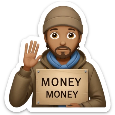 homeless asking money sticker
