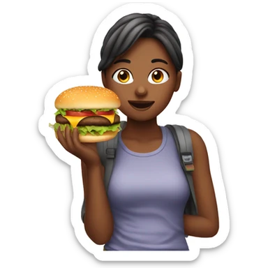 Girl eating hamburger  sticker