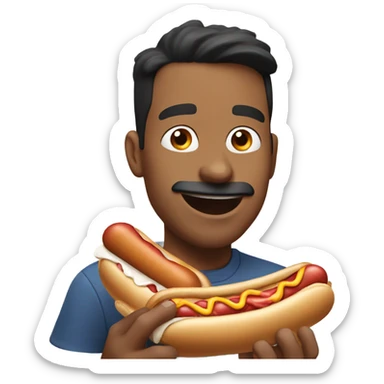 Andres eating a hotdog sticker