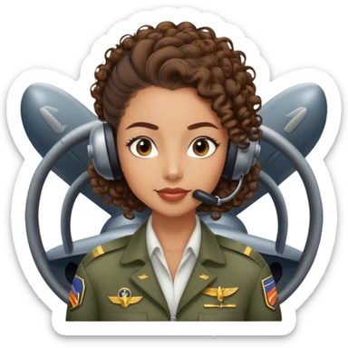 airplane pilot mixed-race woman with slick back curly ponytail sticker