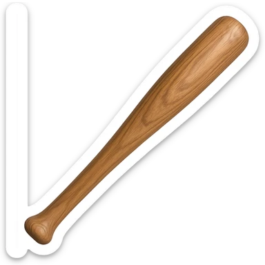 Make the baseball bat thicker and appear as realistic wood while maintaining the same style and transparent background. sticker