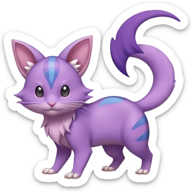 Aurorus-Purrloin-Delcatty-Rattata-Pokémon-hybrid-fusion-creature (full body) sticker