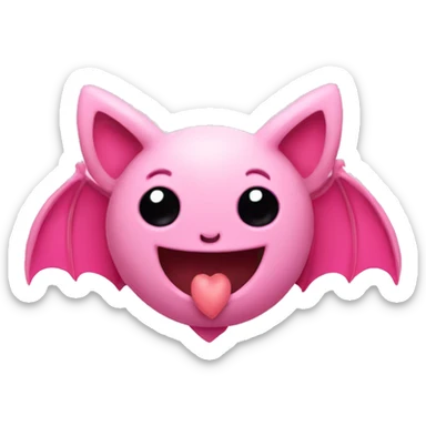 pink bat in love with pink hearts surrounding it sticker