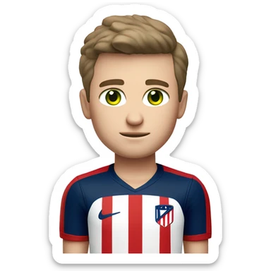White man with green eyes and brown hair Altético de madrid shirt and black shorts white white Nikes sticker