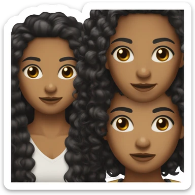 curly long  black hair with blond tips skin color b button nose eyebrows brown/ black eyes and I'm a brown skin sticker