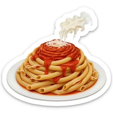 Swirly pasta with marinara sauce and lots of melted cheese sticker