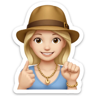 Hatted ancient girl wearing fist bone Necklaces sticker