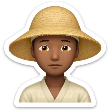Asian guy with a rice hat, eyes more closed sticker