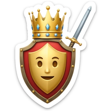 Powerful emoji with only sword, shield and crown sticker