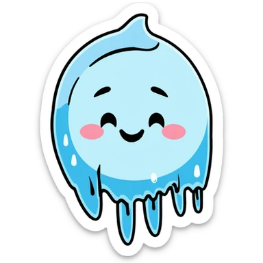 cartoon sticker of a frozen smiley face sleeping with icicles and frosty breath sticker