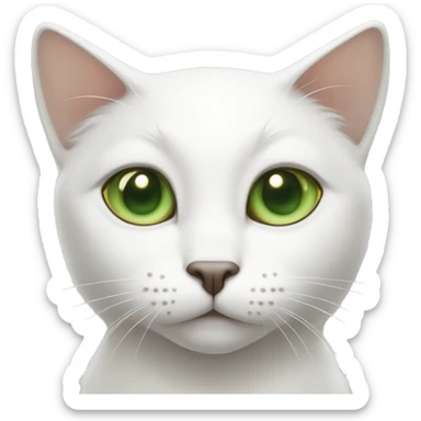 white cat with tan and grey spots and green eyes sticker