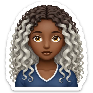 dark skinned girl with long curly hair with platinum highlights sticker
