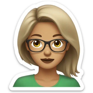 Brown light hair woman aux Green eyes with glasses Green eyes and Light sand  eurasier dog  sticker