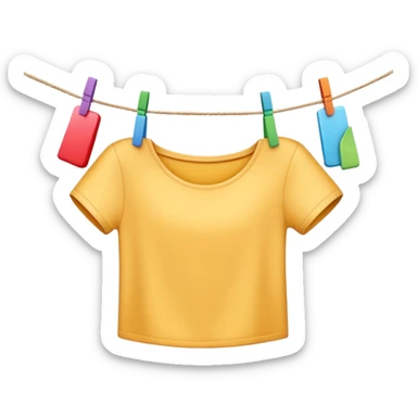 Apple-style 3D emoji of a single human hand hanging a colorful piece of clothing on a clothesline using a clothespin, close-up view, soft shadows, bright and cheerful atmosphere, clean white background.


 sticker