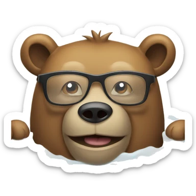 Bear chilling in a hot tub wearing glasses and reading a newspaper sticker