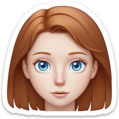 Light brown hair girl with pale skin, light freckles, icy blue eyes  sticker