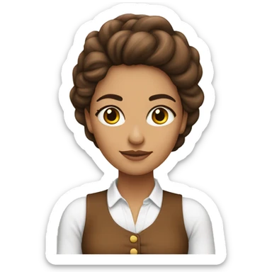 mujer piel clara con pelo melena color marron sticker