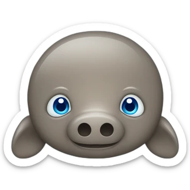Brown manatee with blue eyes greeting sticker
