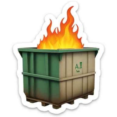 a dumpster on fire sticker