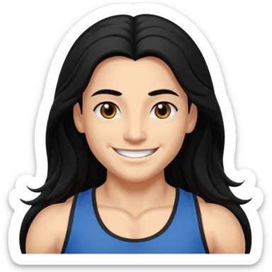 Branca, com cabelo grande preto, olho castanhos escuro musculosa sticker