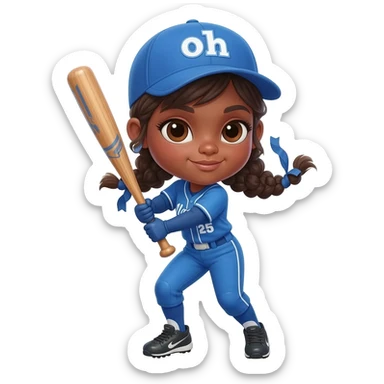 black girl  softball player sticker