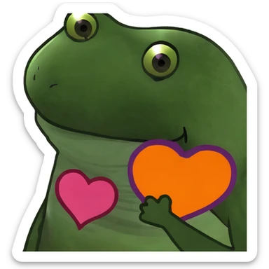 Pink heart with orange and purple sticker